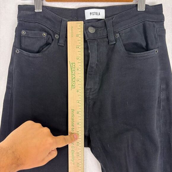 Pistola Revolve Black High Waisted Slit Front Bootcut Jeans Women's Size 25 - Picture 6 of 13